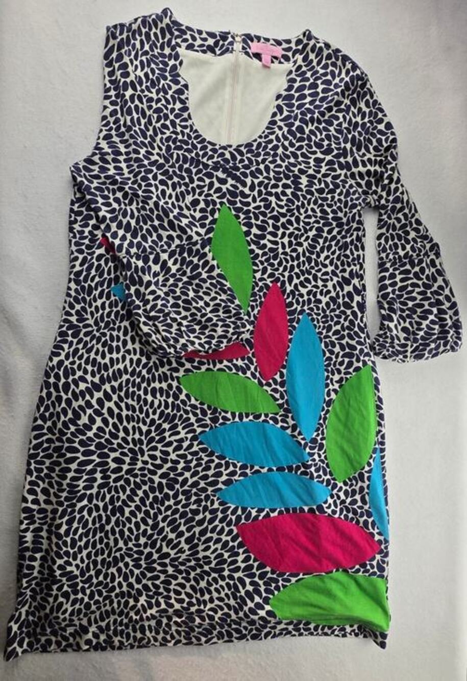 Lilly Pulitzer Angie Shift Dress Caterpillar Leaves Cotton Silk Dress Size Large